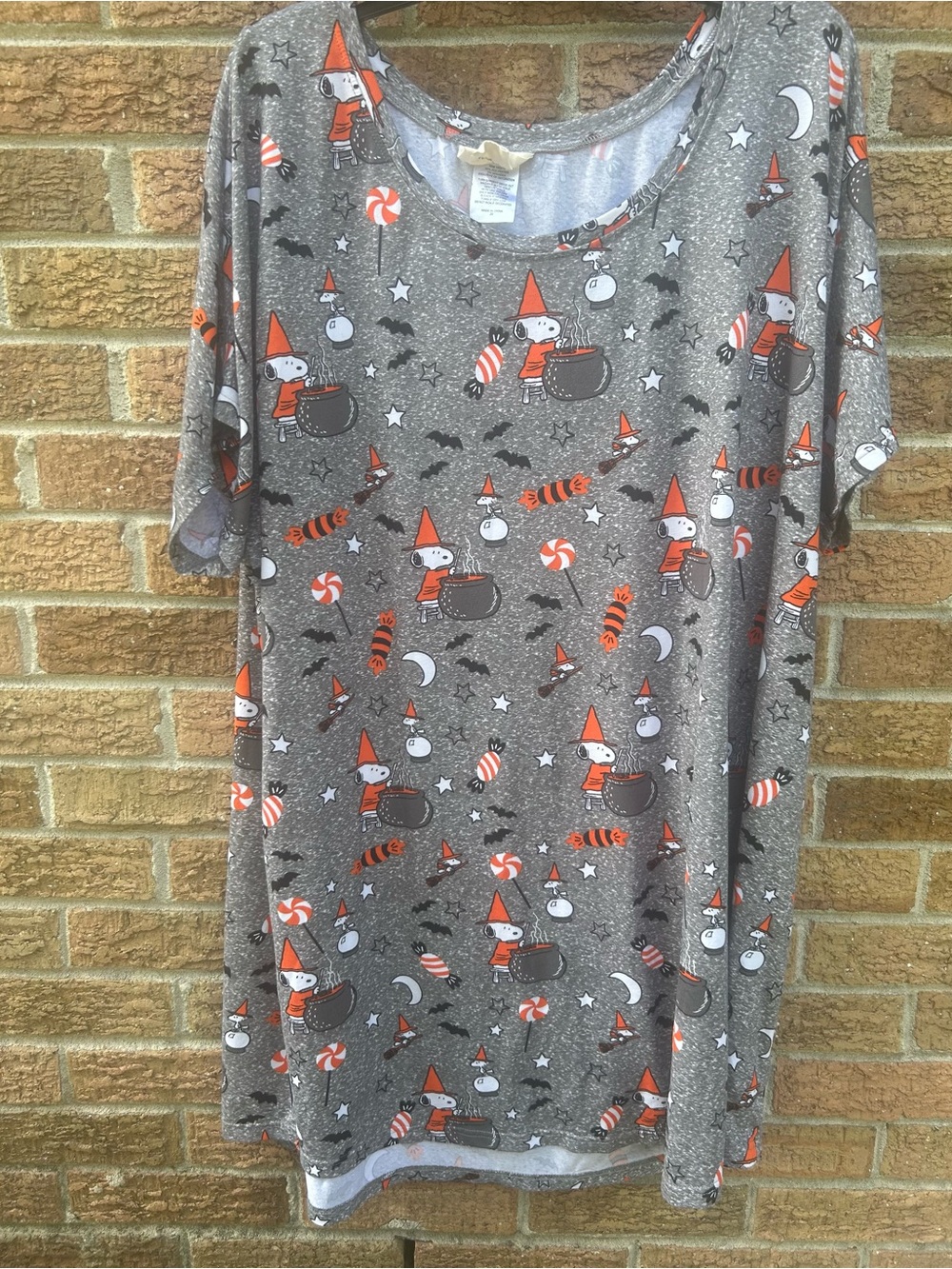 Munki Munki Peanuts Gray sleep shirt with Orange Halloween Print size 2XL - Picture 2 of 8